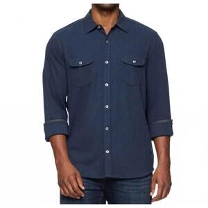 NEW FLAGS & ANTHEM madeflex stretch knit flannel shirt in navy